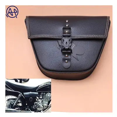 1pcs Motorcycle Black PU Leather Side Clinch Bolt Saddlebag Saddle Bag Universal for Harley Spor