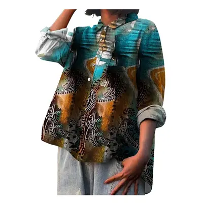 (XL24053-SZW3, L) Summer Blending Shirt Women Loose Fit And Fashion-Inspired Design Shirt Female