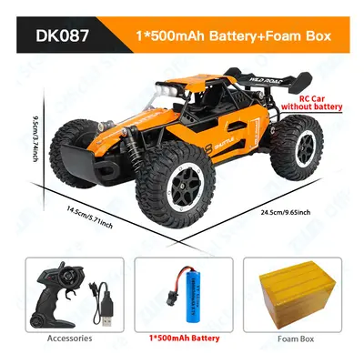 (DK087 Orange 1B FB) ZWN 1:16/1:20 Alloy RC Car With LED Light 2.4G Off-Road Remote Control Clim