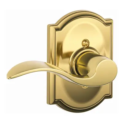 SCHLAGE Accent Lever with Camelot Trim Non-Turning Lock in Bright Brass - Left Handed