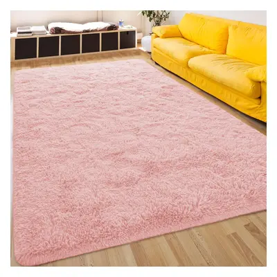 (Pink, 160X230) Shaggy Non Slip Rugs Living Room Area Carpet Mat