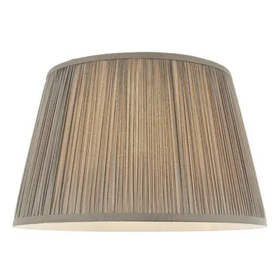 14" Elegant Round Tapered Drum Lamp Shade Charcoal Gathered Pleated Silk Cover