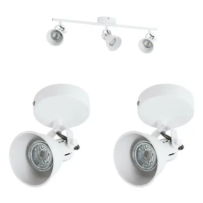 Ceiling Spot Light & 2x Matching Wall Lights Matt White Adjustable Kitchen Lamp