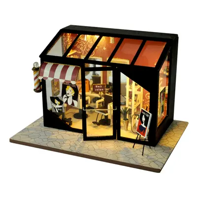 DIY Doll House Miniature Set Ppaer Dollhouse Furniture LED Lights Nail Salon Hair Salon Clothing