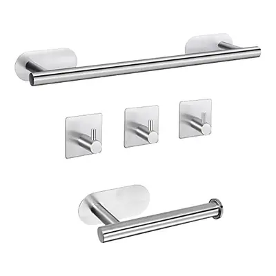 Self Adhesive Towel Rail, JiGiU Pieces Bathroom Accessories Kit inch/40cm Wall Mounted Towel Hol