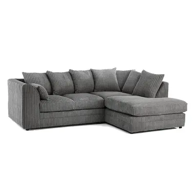 (Right Hand Corner , Grey ) Jumbo Cord Scatter Back Sofas in Premium Fabric