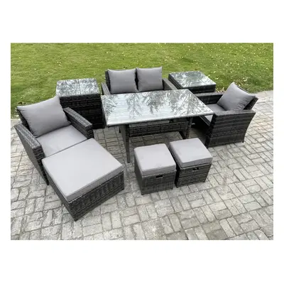 Fimous Seater PE Wicker Outdoor Garden Furniture Set Patio Furniture Rattan Rectangular Dining T