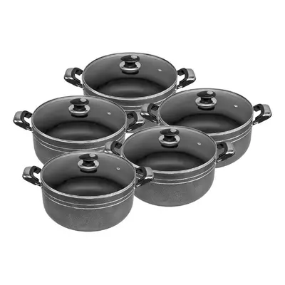 Non Stick 5PC Stockpot Pan Set Kitchen Pots Round Cooking Saucepan Food Warmer