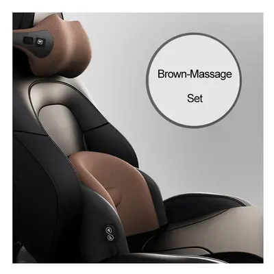 (brown-B) Car Massage Neck Waist Support Pillow Lumbar Support Pillow For Office