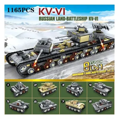 (as the picture) 1165pcs Kv-vi Heavy Tank Vehicle Building Blocks Ww2 Army Military Weapons In A