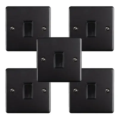 5 PACK Gang Single Metal Light Switch MATT BLACK Way 10A Black Trim