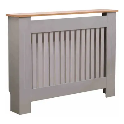 Oypla Medium Grey Wooden Slatted Grill Radiator Cover MDF Cabinet