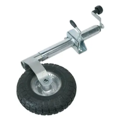 Heavy Duty Jockey Wheel with 48mm Clamp - 260mm Pneumatic Wheel - Zinc Plated