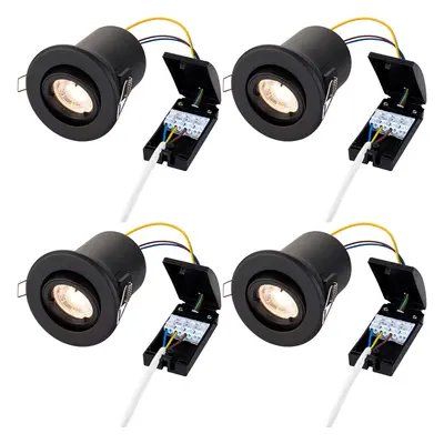 4 PACK Tiltable Recessed Ceiling Downlight - 50W GU10 Reflector - Fire Rated