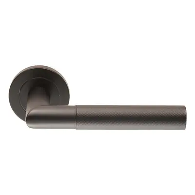 PAIR Knurled Round Bar Handle on Round Rose Concealed Fix Matt Black