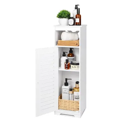 (Small) Bathroom Floor Storage Cabinet with Tier Shelf and Single Door