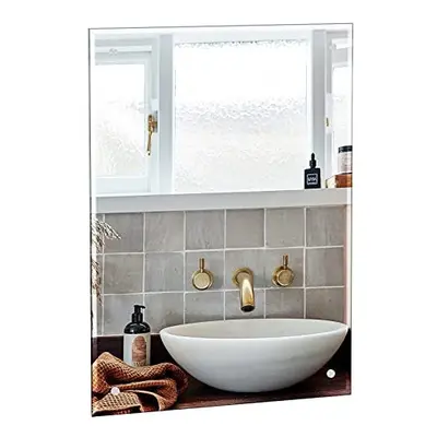 60 x 45cm Frameless Bathroom Mirror Rectangle Wall Mounted Mirror with Polished Edge PreDrilled 