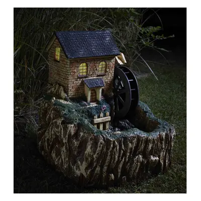 Smart Solar Powered Water Mill Fountain With LED Light Feature