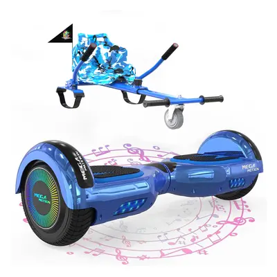 (Blue) 6.5'' E Scooter LED Hoverboard with go-kart Segway