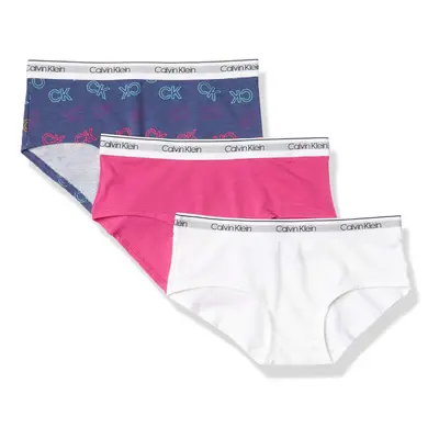 Calvin Klein Girls Little Modern Cotton Hipster Underwear Multipack Very BerryWhiteLogo XLarge