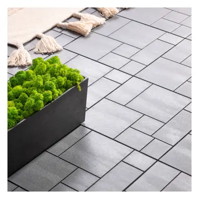 (Pack of 10) Mosaic Garden Patio Composite Decking Tiles Light Grey