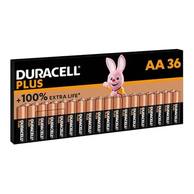 Duracell Plus AA Batteries (36 Pack) - Alkaline 1.5V - Up To 100% Extra Life - Reliability For E