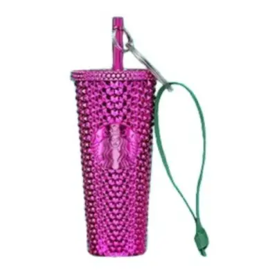 Starbucks Sangria (Hot Pink Purple) Cup Ornament Key Chain Bling Fall Winter Holiday Christmas