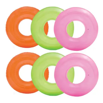 Intex Colorful Transparent Inflatable Swimming Pool Tube Raft (6-Pack) | 59260EP