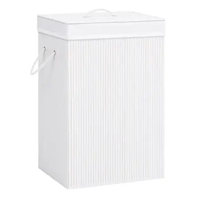 vidaXL Bamboo Laundry Basket White Washing Clothes Hamper Storage Organiser