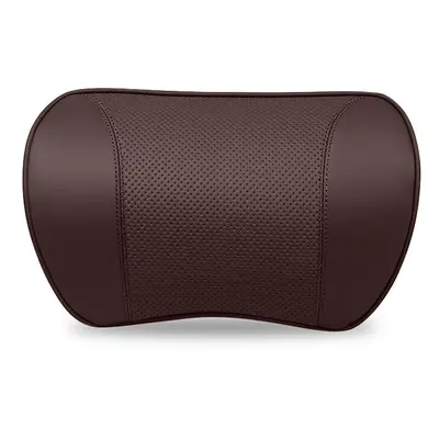 (Coffee-no logo) Genuine Leather Car Neck Pillow For BMW Audi Mercedes Land Rover Toyota