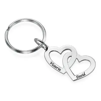 Heart in Heart Engraved Keychain in Sterling Silver