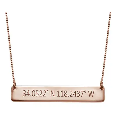 Engraved Coordinates Bar Necklace in 18ct Rose Gold Plating