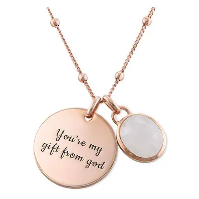 Disc Necklace with Semi-Precious Gemstone in 18ct Rose Gold Plating