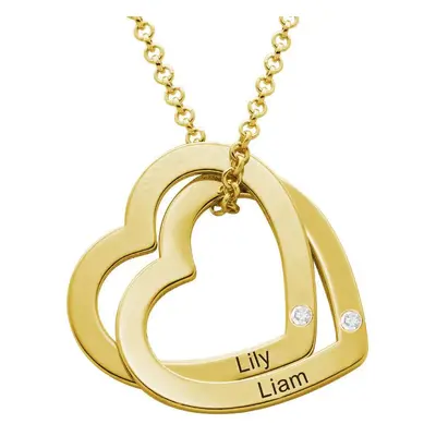 Claire Interlocking Hearts Necklace with Diamonds in 18ct Gold Plating