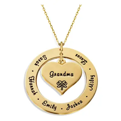 Grandmother / Mother Necklace with Engravings in 10ct Solid Yellow Gold