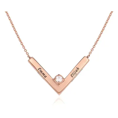 The Victory Necklace in 18ct Rose Gold Plating with Diamonds