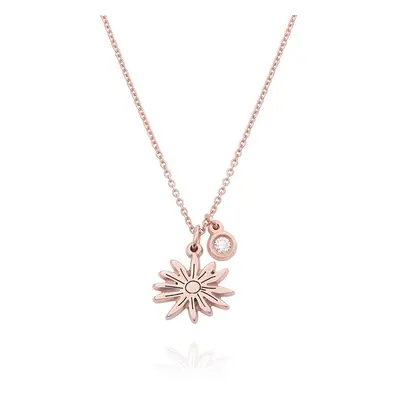 Blooming Birth Flower Initial Necklace with Birthstone in 18ct Rose Gold Plating