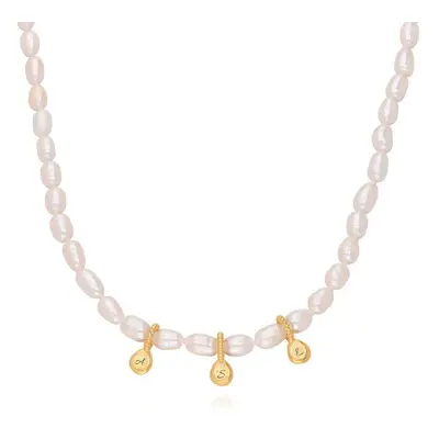 MYKA Pearl Initial Necklace in 18ct Gold Plating