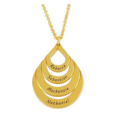 Engraved Four Drops Family Necklace in 18ct Gold Plating