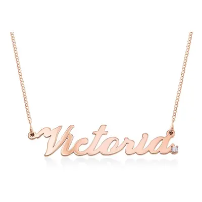 Classic Cocktail Name Necklace with Diamond in 18ct Rose Gold Plating