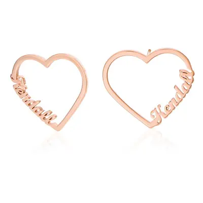 Contour Heart Name Earrings in 18ct Rose Gold Plating