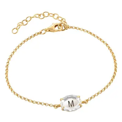 Stone Engraved Bracelet in Gold Plating