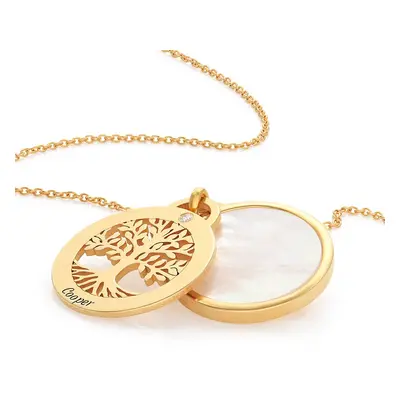 Personalised Family Tree Necklace with Diamond in 18ct Gold Vermeil