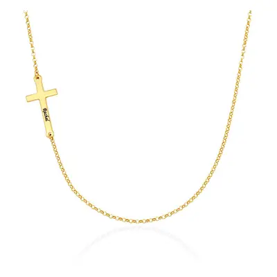 Side Cross Necklace in 18ct Gold Vermeil