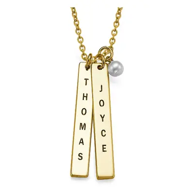 Engraved Vertical Bar Necklace in 18ct Gold Plating