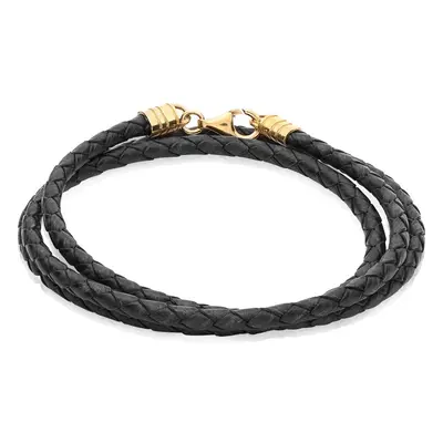 Black Leather Cord for Women in 18ct Gold Plating