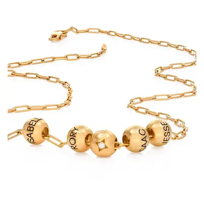 The Balance Bead Necklace with 0.08ct Diamond Bead in 18ct Gold Vermeil