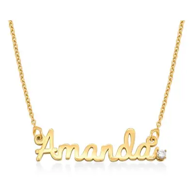 Personalised Cursive Name Necklace with Diamond in 18ct Gold Plating