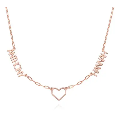 Lovers Heart Mullti Name Necklace in 18ct Rose Gold Plating