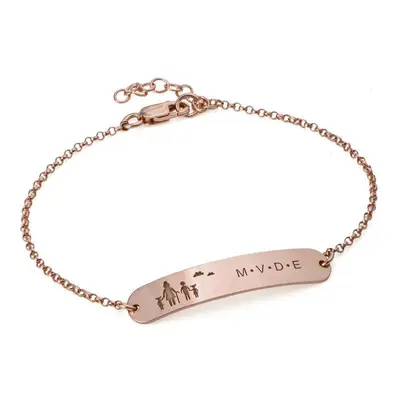 Family Bar Bracelet in 18ct Rose Gold Plating